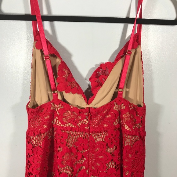 For Love And Lemons Hot Red lace midi Dress Xs - Picture 8 of 8